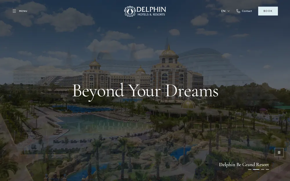 Delphin Beyond ana sayfası, masaüstü görünümü